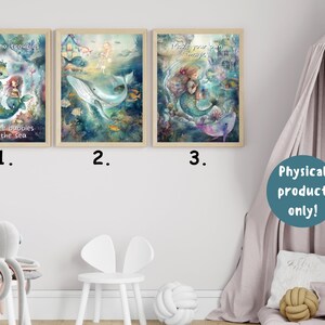 Enchanting Mermaid Wall Decor, 3 Piece Mermaid Set for Girls Nursery