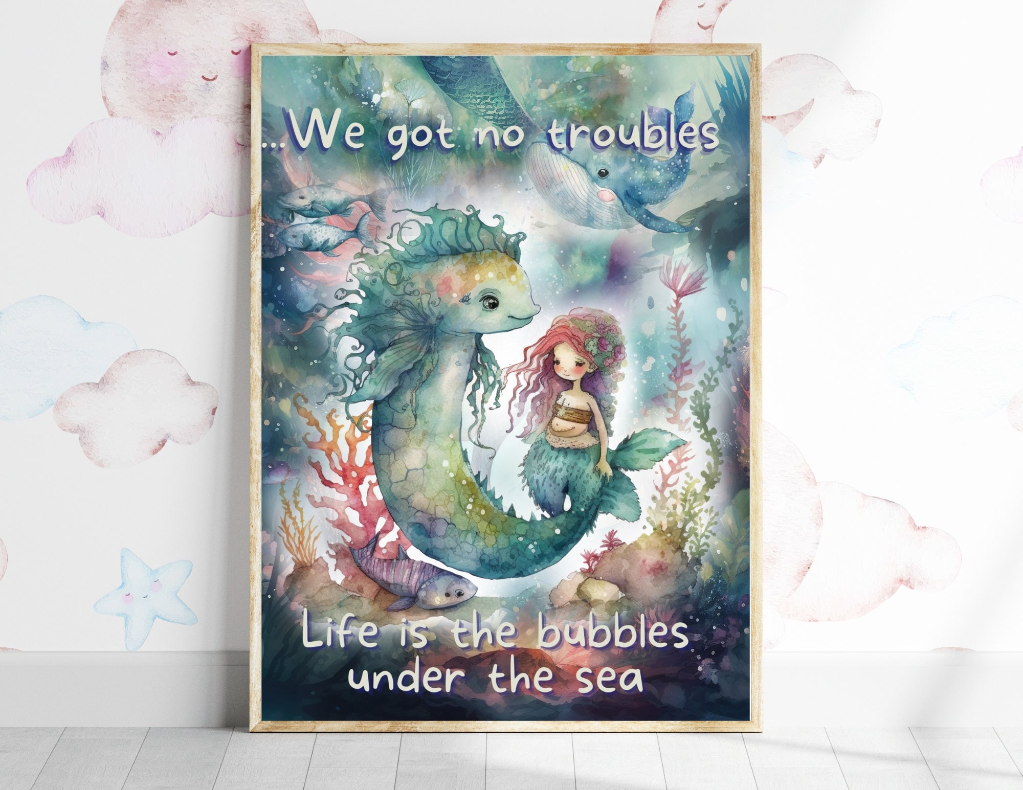 Enchanting Mermaid Wall Decor, 3 Piece Mermaid Set for Girls Nursery