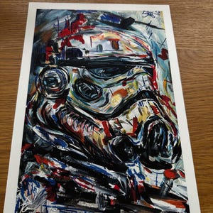 Impression d'art Storm Trooper, Reproduction de peinture acrylique originale, impression encadrée, art Star Wars, science-fiction, art du film