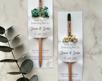 Personalized Wedding Pencil Favors, Thank You Pencil Favors, Plantable Favors For Wedding Guest, Custom Eco Friendly Favors For Guests