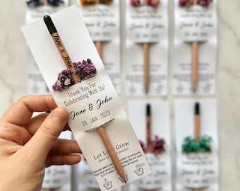 Personalized pencil Thank You Favors, Plantable Favor For Wedding Guests, Custom Eco Friendly Favors For Guests, Nature Friendly Pencil