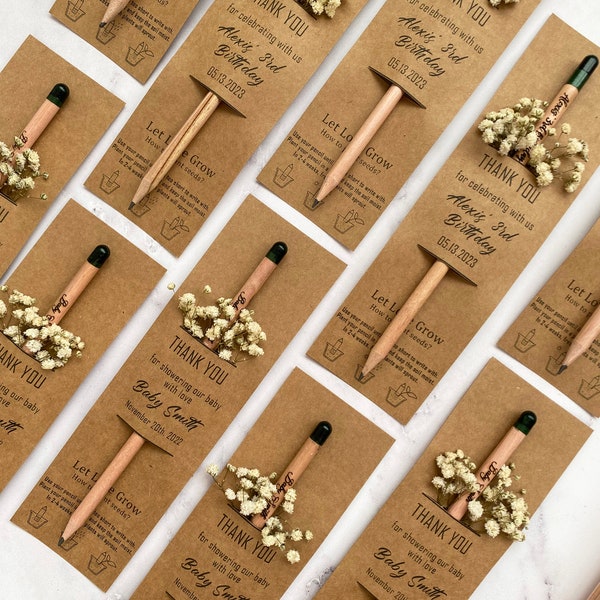 Engraved Eco Friendly Pencil For Baby Shower Favors, Baby Shower Announcement On Engraved Recycleable Pencils, Custom Baby Shower Favor Idea