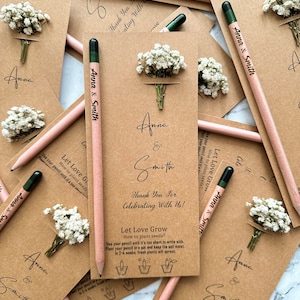 Personalized Wedding Pencil Thank You Favors,Plantable Seed Pencil Favor For Wedding Guests, Custom Eco Friendly Favors For Wedding Guests