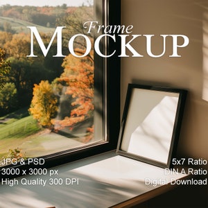DIN A frame Mockup, 5x7 ratio vertical Mockup, stylish contemporary interior, empty frame Mockup for art prints, Smart Object Photoshop, PSD