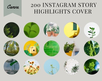 200 Instagram Highlight Covers | Minimal Highlight Icons | Green Instagram