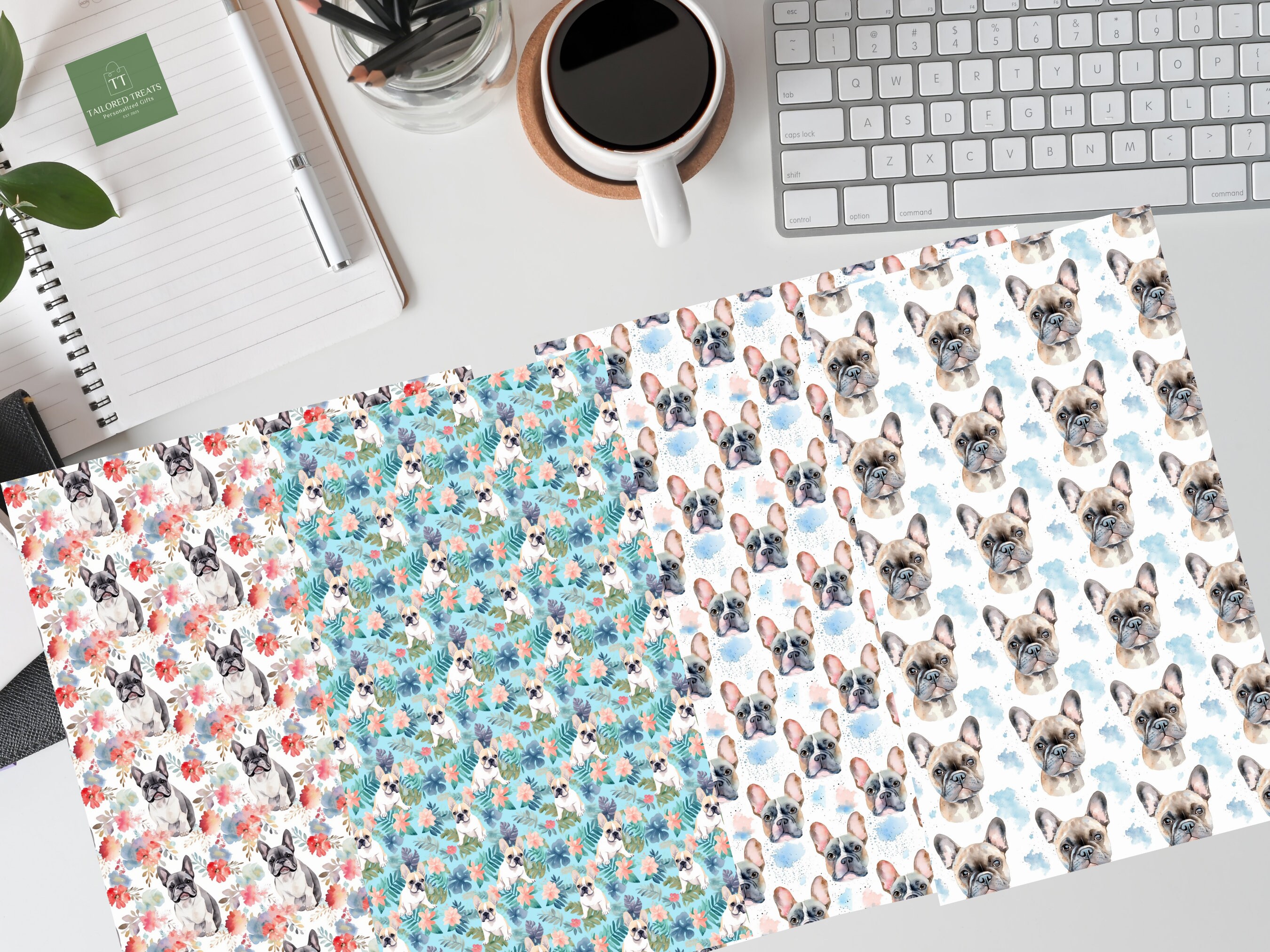 French Bulldog Paper Pack, Dog Digital Papers, Dog Scrapbook Papers