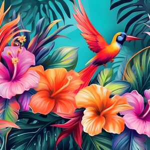 3D Tropical Paradise Tumbler Wrap, 12oz Printing Digital Download PNG