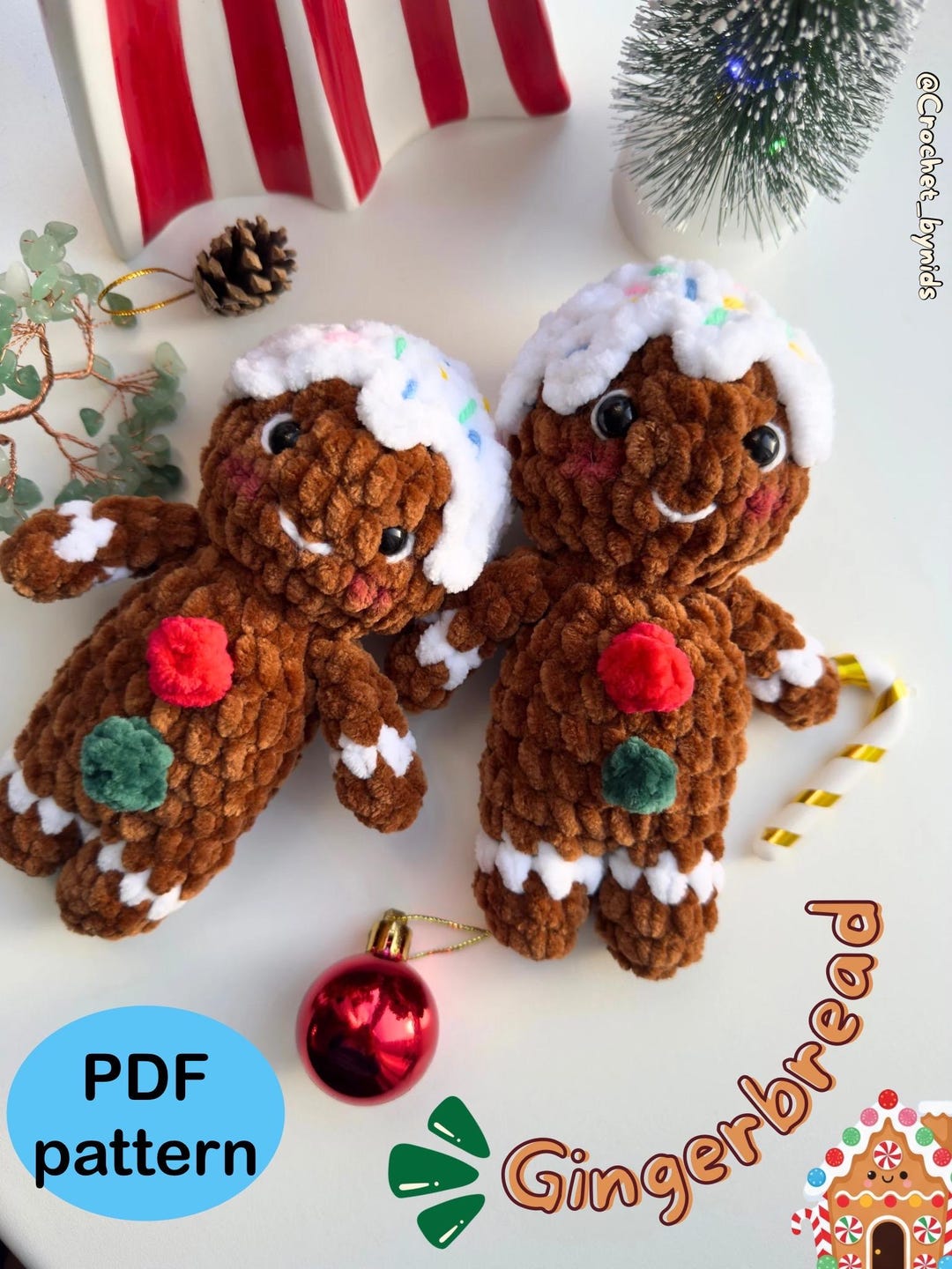 Gingerbread Crochet Pattern • Chunky Chenille Plushie Amigurumi ...