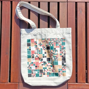 Minimalist Algorithmic Art Tote Bag, Artistic Gift, Eco-friendly Shopping Bag, Gift for Her, Birthday Gift