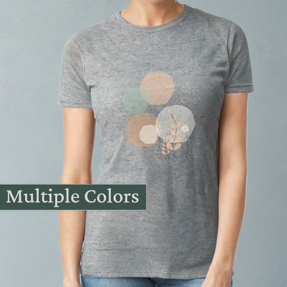 Floral T-shirt Women Loose Cotton Flowers Top Pastel Design