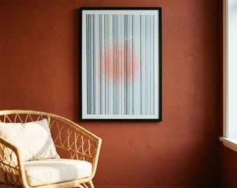 Fluorescent Circle Riso Print A3 | Teal & Orange | Handmade Limited Edition Art Print