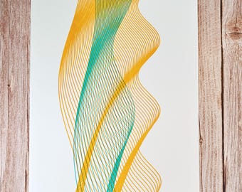 Abstract Geometric Riso Print | Generative Lines Wall Art (Limited Edition)