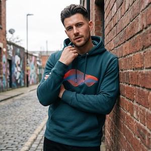 Abstract Golf Hoodie — Vloeiende Lijnpatroon, Generatieve Kunst, Duurzame Organic Cotton Unisex Sweater