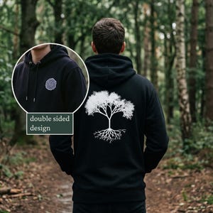 Grafisch Boom Hoodie Natuur Esthetisch Yoga Kleding Minimalistisch Heren Wandel Cadeau BoomwortelsKampeer Levensboom Design Natuurliefhebber
