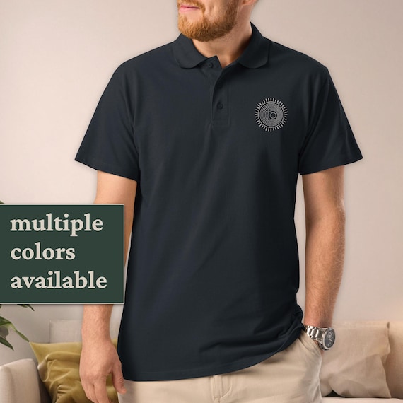 Embroidered Polo Shirt Modern Smart Casual Shirt Minimalist Sun Business  Clothing Professional Office Outfit Gift Him Men Top