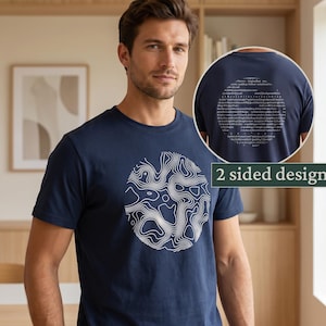 Konturkarta-t-shirt | Tjock ekologisk bomull | Generativ konst | Minimalistisk algoritmdesign