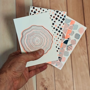 Set4 biglietti Risoprint A5 modello minimalista Risograph Wall Decor colorato biglietto d'auguri artistico illustrazione grafica ecologico