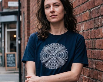 Moiré Optical Illusion T-Shirt Women — Wave Interference Generative Art Tee | Physics Gift | Organic Cotton | Gift for Her
