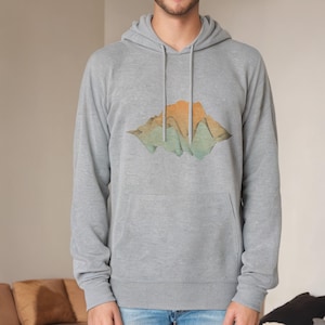 Unisex Hoodie Abstract Mountain Landscape Mathematical Pattern Generative Art Aesthetic Plus Size Sustainable Fashion Streetwear Gift