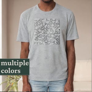Abstract grid t-shirt met algoritmische print artistiek en stijlvol minimalistisch ontwerp eerlijke streetwear mode van hoge kwaliteit