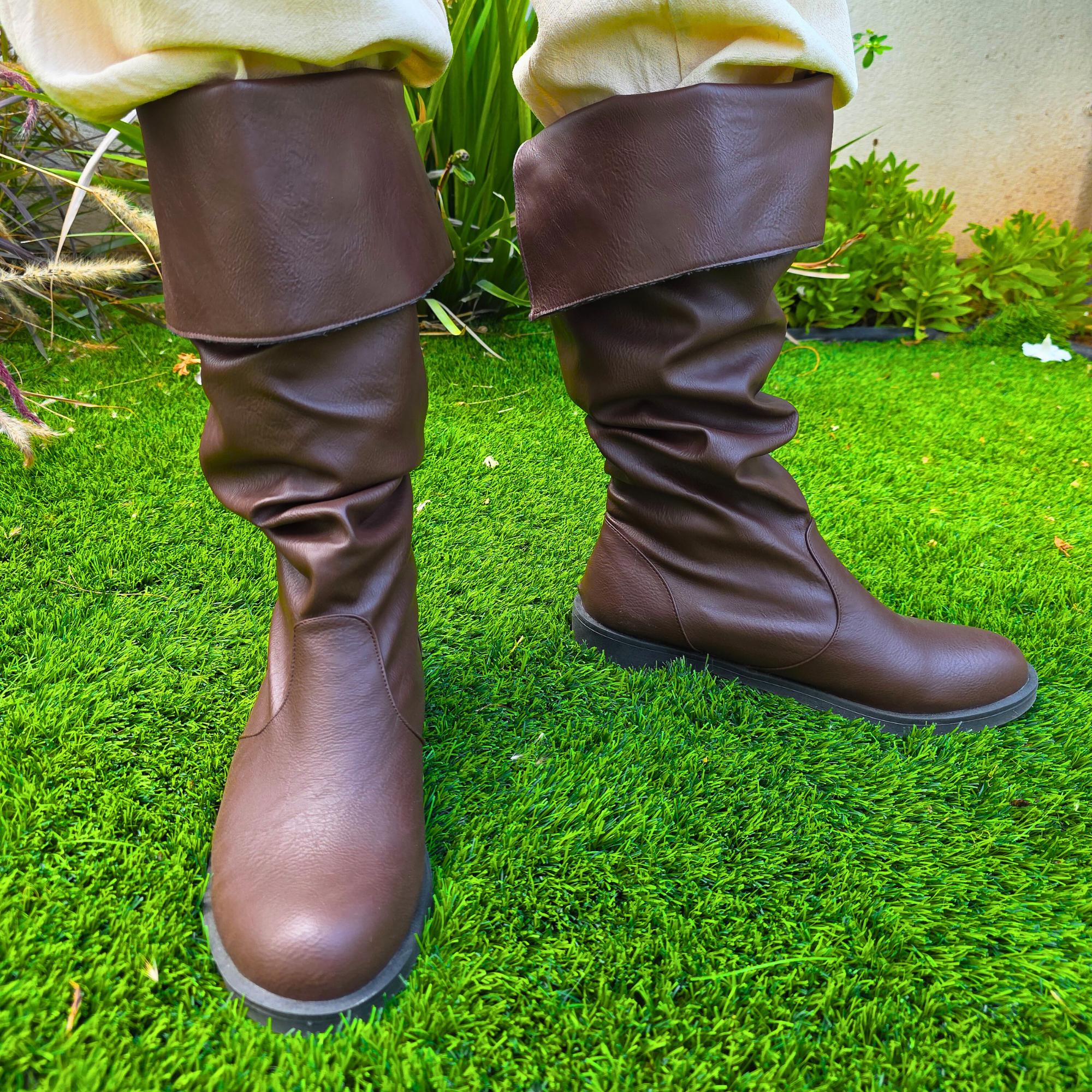 Medieval Leather Boots Historical Leather Brown Boots Size 9 Brown Pirate LARP Boots – Medieval Renaissance Faire Cosplay  main image 2