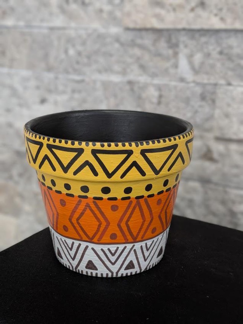 Aztec Candy Corn Painted Pot - Etsy