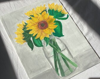 Bodegón de girasol, pintura acrílica