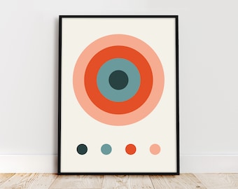 Bauhaus style circles wall art, Geometric Poster, Modern Abstract, Retro Poster, downloadable art