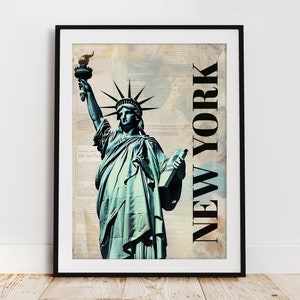 Arte della parete di riferimento di New York, stampa della Statua della Libertà, stampa di viaggio, decorazioni per la casa, arte stampabile digitale