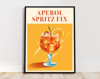 Aperol Spritz Cocktail Wall Art, Digital printable Art, Cocktail Print,  Wall Decor Cocktails, Bar Prints