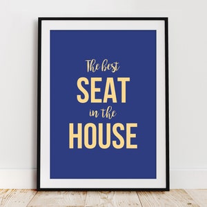 BATHROOM WALL ART | Best Seat In The House Print | Printable Art | Instant Downloadable art | Funny Bathroom Sign | Digital Wall Art