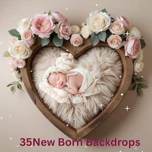 Newborn Digital Backdrop: Rustic Wooden Heart Bowl (Digital Download)