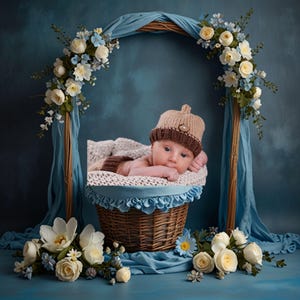 Newborn digital backdrop, whicker basket backdrop flowers swing   Composite digital background, Prop Backdrop, prop Digital Photo background