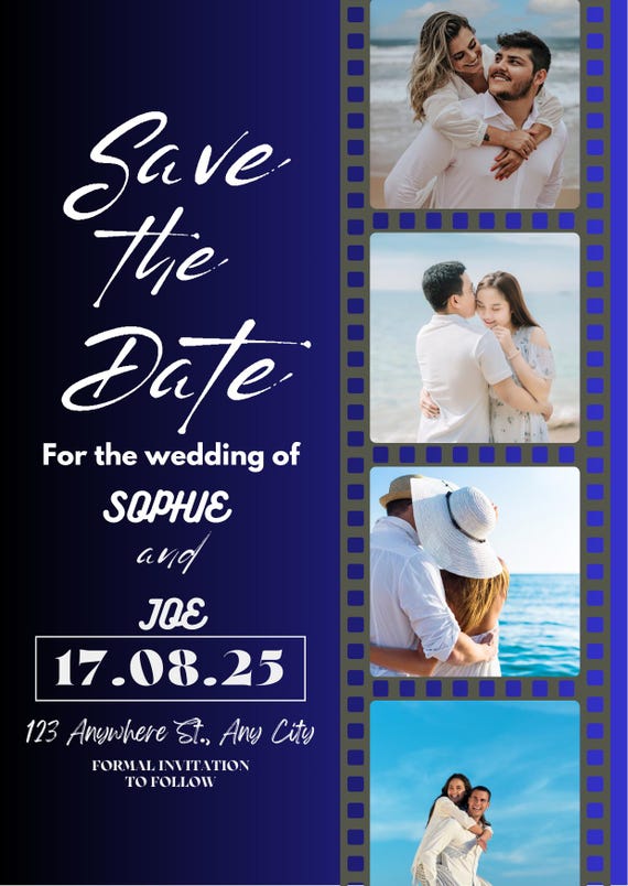 Savethe Date Wedding Invitation Editable Canva Template Photo