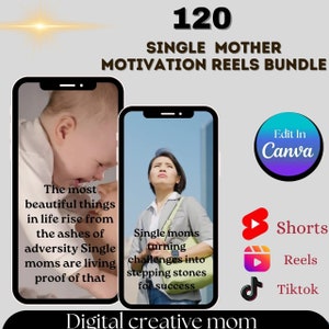 120 Single Mother Motivation Reels: Canva Editable (Digital Download)