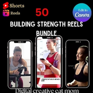 Gym Body Strength Instagram Reels, Fitness Coach Reels, Tiktok, Youtube Shorts, Canva Editable ,Instagram Templates , Fitness Reels Pack