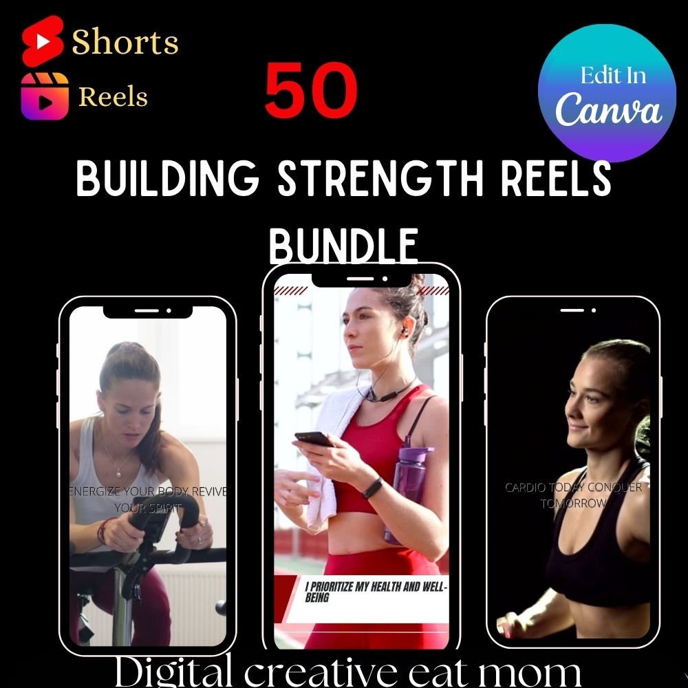 Fitnesscoach Instagram-rollen: sjablonen voor sportschooltraining (bewerkbare digitale download in Canva)