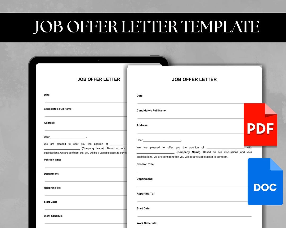 Job Offer Letter Template | Editable Job Offer PDF & DOC | Professional ...