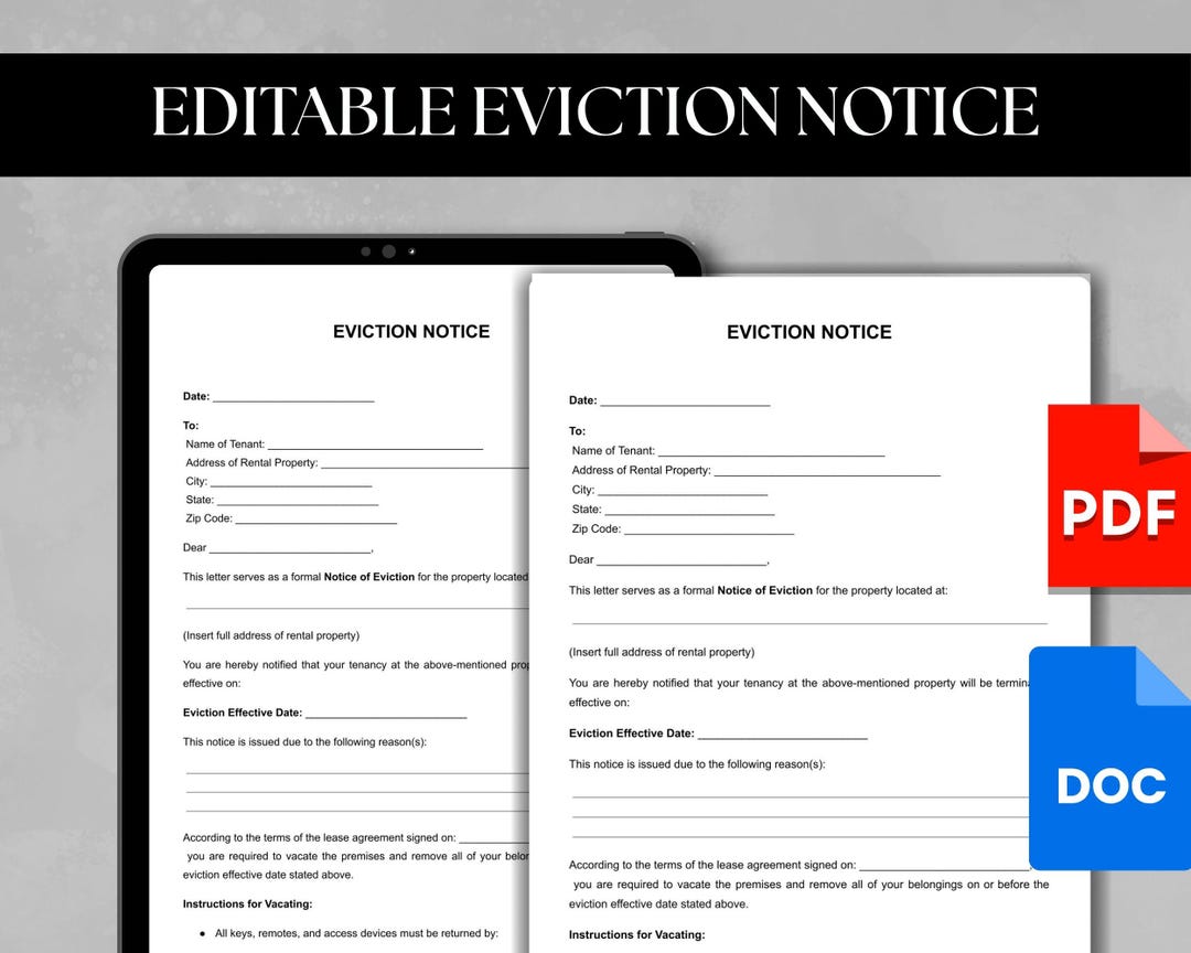 Minimum Notice Form.pdf Editable Eviction Notice Template PDF & DOC Printable Legal Notice Form ...