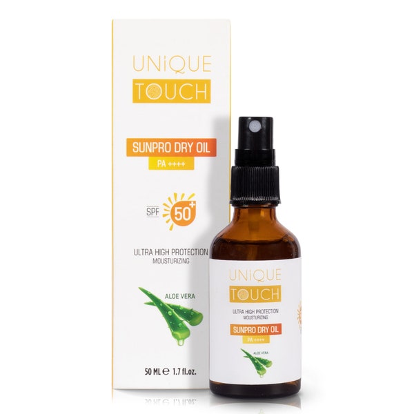 Sun Dry Oil, SPF 50 High Protection, Aloe Vera Water Resistant Sunscreen, Clear Sunscreen Spray, Moisturizing Beach Spray 50ml 1.7fl.oz.