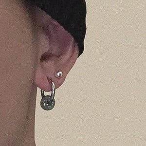 Green Jade Hoop Earrings: Titanium Steel Dangle, Men's Women's Jewelry