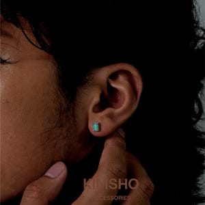 Opal Sterling Silver Stud Earrings: Rectangle Gemstone Jewelry