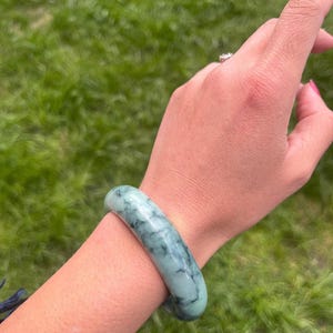 Natrual Jadeite Burmese Green PiaoHua Jade Bangle Type A Feicui - Size 55.8