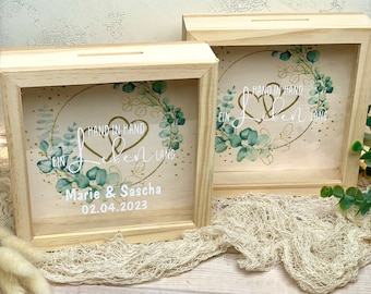 Personalisierte Holzspardose zur Hochzeit,Rahmenspardose , Hochzeitsgeschenk , Geldgeschenk