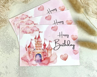 Geburtstagskarte Schloss , Mädchen,Geburtstag, Kindergeburtstag