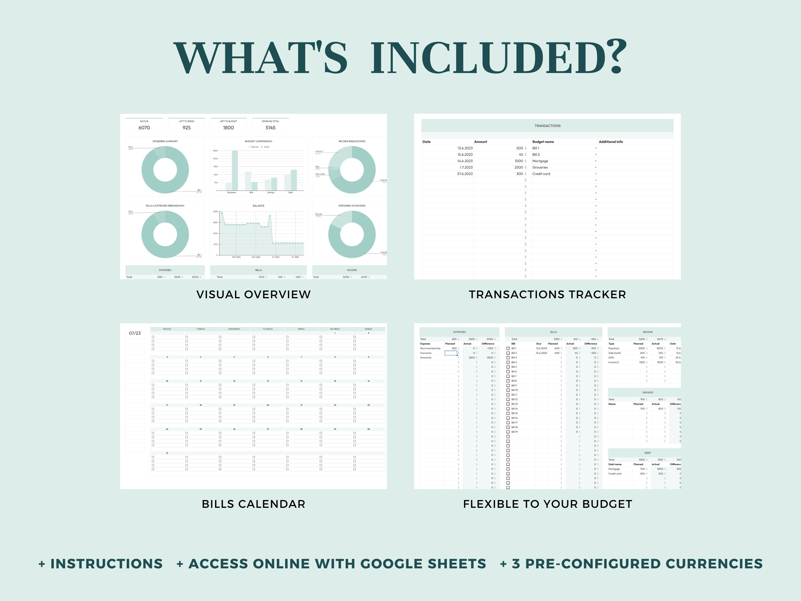 Monthly Budget Spreadsheet Template for Google Sheets Expenses Tracker