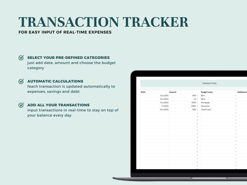Monthly Budget Spreadsheet Template for Google Sheets Expenses Tracker