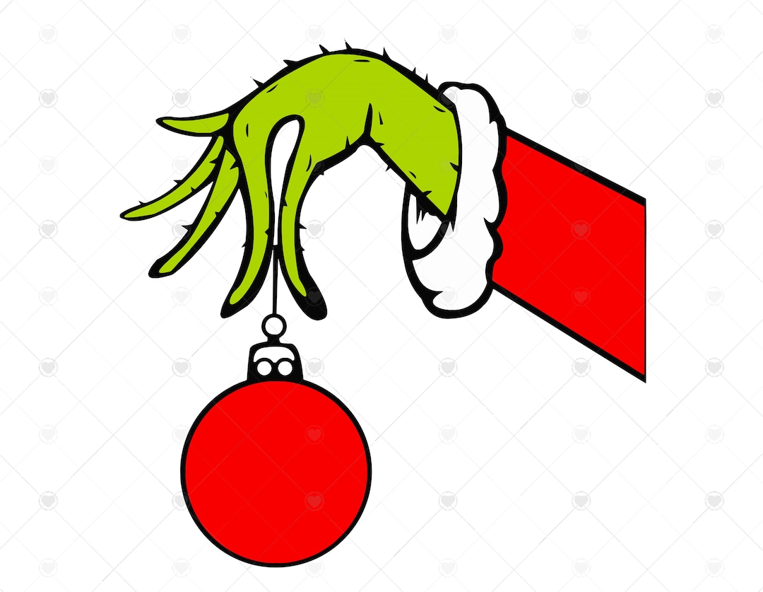 Grinch Hand Holding Ornament SVG Christmas Ornament Ball Svg Etsy