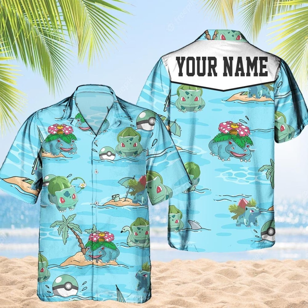 Custom Pokemon Bulbasaur Hawaiian Pattern Hawaii Shirt Aloha Etsy