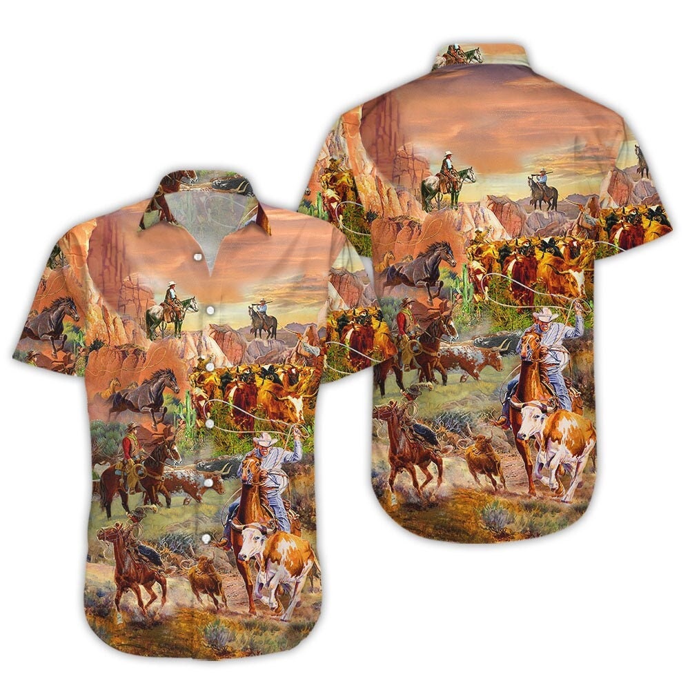 Discover Camisa Hawaiana Western Cowboy, Retro Cowboy Hawaiian Shirt, Cowboy Summer Shirt, Camisa Vaquero Unisex